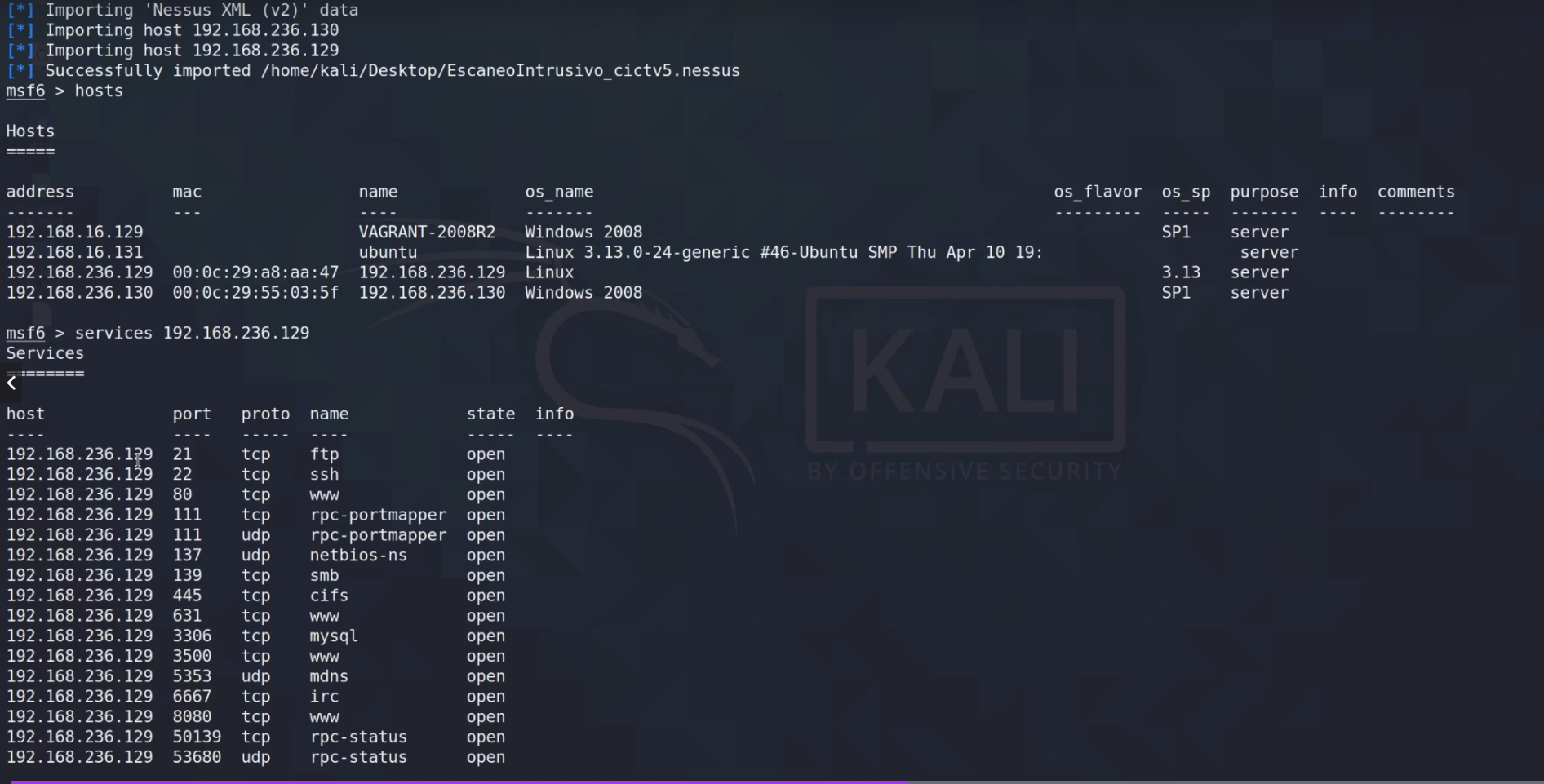 Importando análisis de Nessus a Metasploit