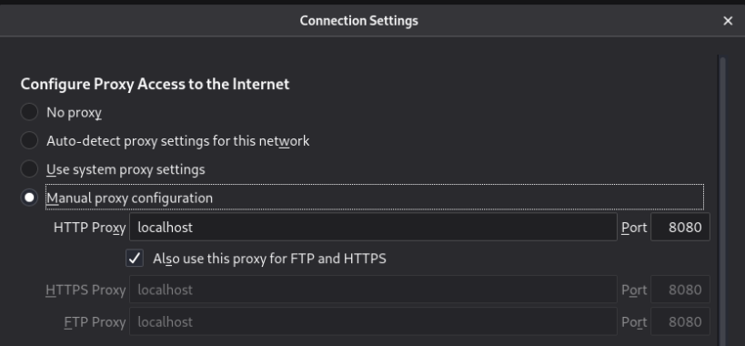 Configurando uso de proxy en el navegador